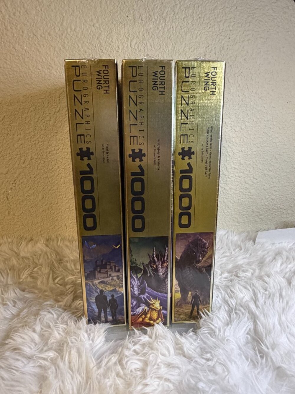 Fourth Wing Eurographics 1000 Piece Puzzle Set of 3 Violet Xaden Dragons NWT